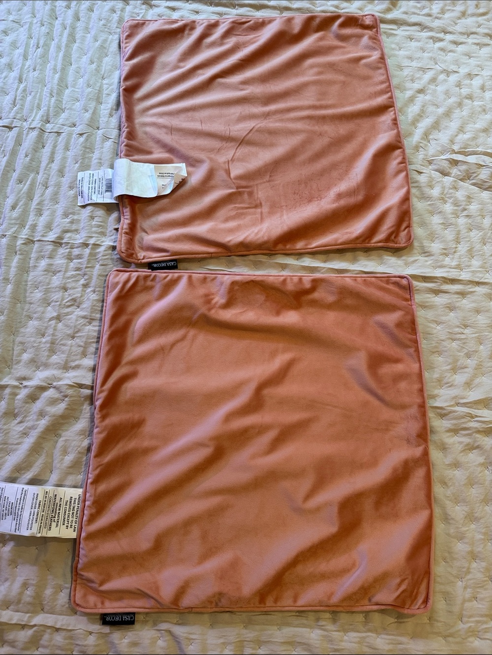 Dusty peach Velvet pillow covers with a side zipper